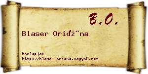 Blaser Oriána névjegykártya